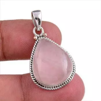 Natural Rose Quartz Gemstone Handmade 925 Solid Silver Gift Pendant 1.50 O3I93