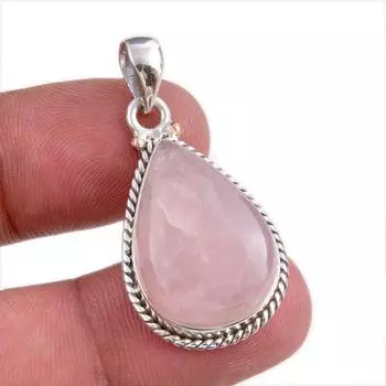 Natural Rose Quartz Gemstone Handmade 925 Solid Silver Gift Pendant 1.50 d7e43