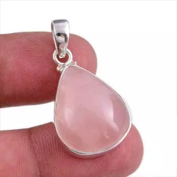 Natural Rose Quartz Gemstone Handmade 925 Solid Silver Gift Pendant 1.50 h9s16
