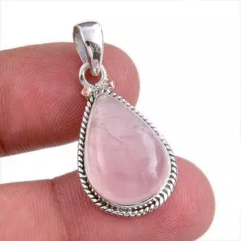Natural Rose Quartz Gemstone Handmade 925 Solid Silver Gift Pendant 1.50 e3w01