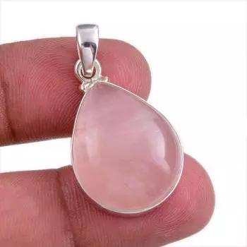 Natural Rose Quartz Gemstone Handmade 925 Solid Silver Gift Pendant 1.50 h0g65