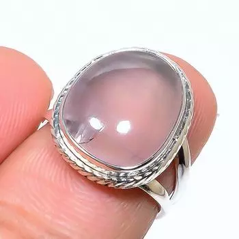 Natural Rose Quartz Gemstone Handmade 925 Solid Sterling Silver Ring S.5.5 g4g59
