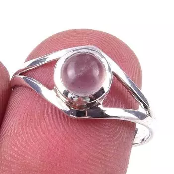 Natural Rose Quartz Gemstone Handmade 925 Solid Sterling Silver Ring Size 8 n8v93
