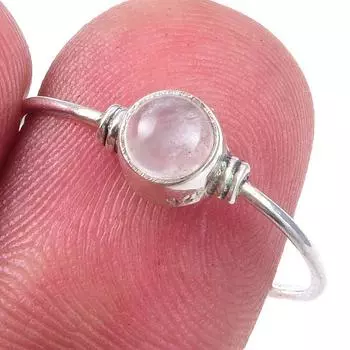 Natural Rose Quartz Gemstone Handmade 925 Solid Sterling Silver Ring Size 7 P3G82