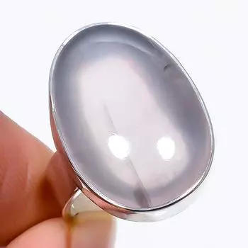 Natural Rose Quartz Gemstone Handmade 925 Solid Sterling Silver Ring Size 8 w7g73