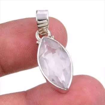 Natural Rose Quartz Gemstone Handmade 925 Solid Silver Gift Pendant 1.25 c7F73