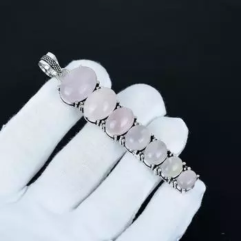 Natural Rose Quartz Pendant, 925 Sterling Silver Pendant, Handmade Pendant, Antique Pendant, Rose Quartz Gemstone Pendant, Anniversary Gift 3.14 розовый