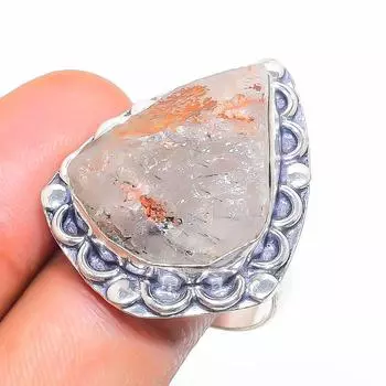 Natural Rose Quartz Rough Gemstone 925 Sterling Silver Jewelry Ring Size 10 K1j80