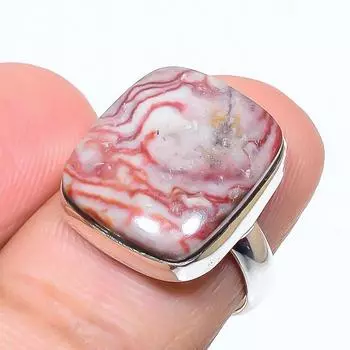 Natural Rosetta Jasper Gemstone Handmade 925 Solid Sterling Silver Ring S.7 v8T82