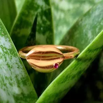 Natural Rubellite Garnet Gemstone 925 Sterling Silver Lip Ring Sz 7.75 US A09 7.75 US