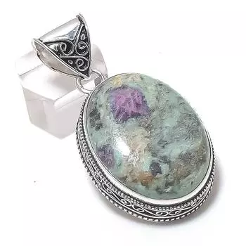 Natural Ruby Fuchsite Gemstone 925 Sterling Silver Jewelry Pendant 2.05 H6T34