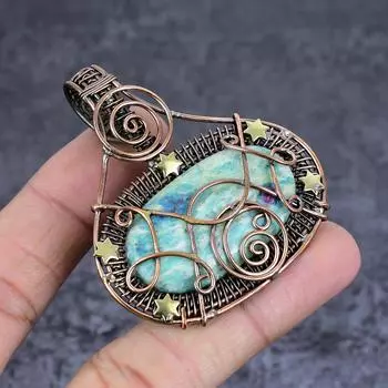 Natural Ruby Fuchsite Gemstone Copper Wire Wrap Jewelry Pendant 2.44 F9M89