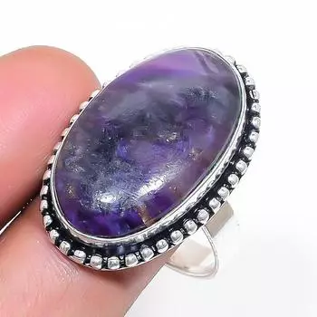 Natural Russian Charoite 925 Sterling Silver Jewelry Ring Size 10.5 F3j95