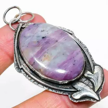 Natural Russian Charoite Gemstone 925 Sterling Silver Gift Pendant 2.84 L5U57