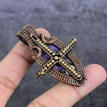 Natural Russian Charoite Gemstone Copper Wire Wrap Jewelry Pendant 2.44 U8c87