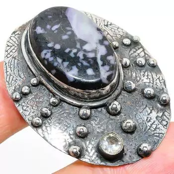 Natural Russian Charoite, Topaz Gemstone 925 Sterling Silver Pendant 2.01 h5s32