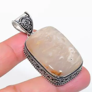 Natural Russian Dendritic 925 Sterling Silver Jewelry Pendant 2.01 w4v59