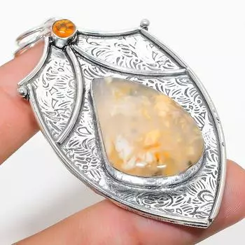 Natural Russian Dendritic, Citrine 925 Sterling Silver Pendant 2.84 d6t07