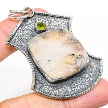 Natural Russian Dendritic,Citrine Stone 925 Sterling Silver Pendant 2.36 t0Q05