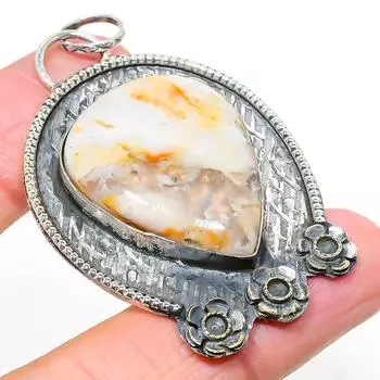 Natural Russian Dendritic Gemstone 925 Sterling Silver Pendant 2.44 U5L15