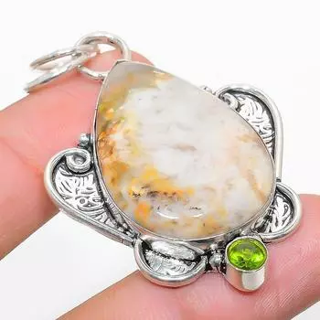 Natural Russian Dendritic, Peridot 925 Sterling Silver Pendant 2.17 M7t27