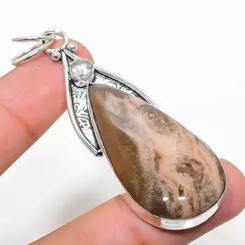 Natural Russian Dendritic, White Topaz 925 Sterling Silver Pendant 2.76 f0f57