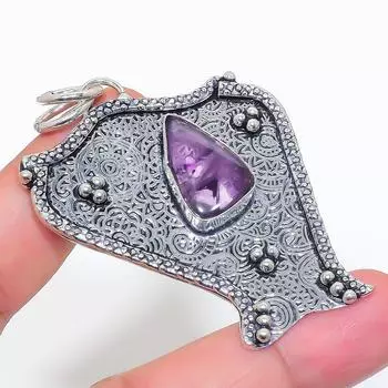 Natural Sage Amethyst Gemstone 925 Sterling Silver Jewelry Pendant 2.44 d8e55