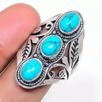 Natural Santa Rosa Turquoise 925 Sterling Silver Jewelry Ring Size 8 v5q89