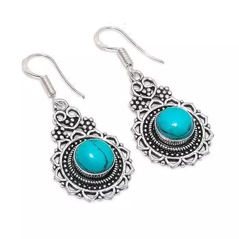 Natural Santa Rosa Turquoise 925 Sterling Silver Jewelry Earring 1.77 S1R79