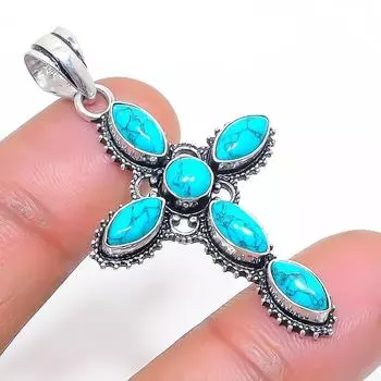 Natural Santa Rosa Turquoise 925 Sterling Silver Jewelry Pendant 1.85 g5F41