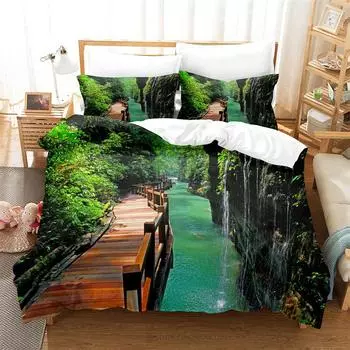 Natural Scenery Duvet Cover Set Forest Bedding Set Quilt Cover Queen Bed Set Luxury Comforter Set Bed Cover Set Girl Bedding Set EU single(135x200cm)