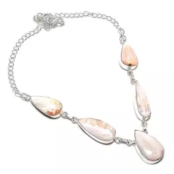 Natural Scolecite Gemstone 925 Sterling Silver Jewelry Necklace 18 I8f09