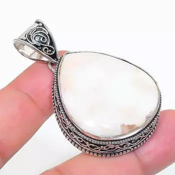 Natural Scolecite Gemstone 925 Sterling Silver Jewelry Pendant 2.05 p1v21