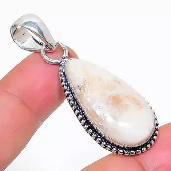 Natural Scolecite Gemstone 925 Sterling Silver Jewelry Pendant 2.17 A6Y35
