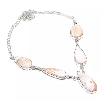 Натуральный сколецит драгоценный камень 925 стерлингового серебра ювелирные изделия ожерелье 18 j2O32