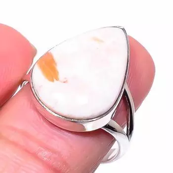 Natural Scolecite Gemstone Handmade 925 Solid Sterling Silver Ring Size 8.5 p9e02