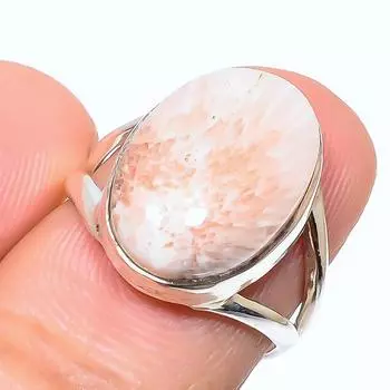 Natural Scolecite Gemstone Handmade 925 Sterling Silver Jewelry Ring Size 7 B3A02