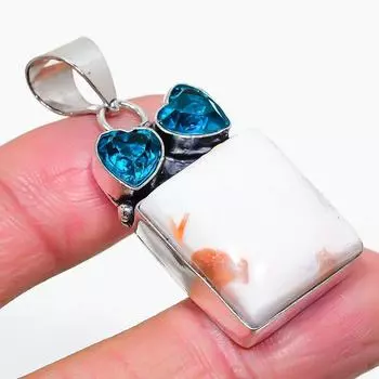 Natural Scolecite, Topaz Gemstone 925 Sterling Silver Gift Pendant 1.89 e8h21