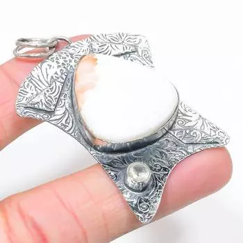 Natural Scolecite, White Topaz Gemstone 925 Sterling Silver Pendant 2.64 P3G34