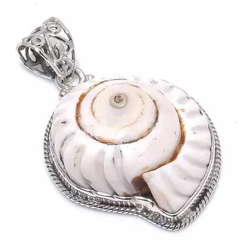 Natural Sea Shell Gemstone Handmade 925 Solid Sterling Silver Pendant 1.75 C1J61