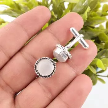 Natural Selenite Gemstone 925 Sterling Silver Handmade Cufflinks 0.51 For Gift CL-3-26