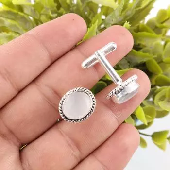 Natural Selenite Gemstone 925 Sterling Silver Handmade Jewelry Cufflinks 0.6 CL-1-24