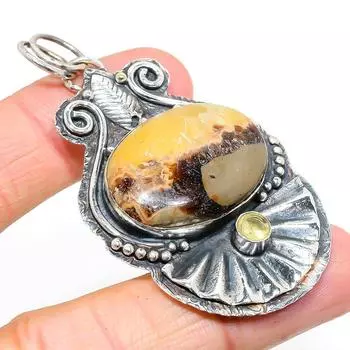 Natural Septerian Stone, Citrine Gemstone 925 Sterling Silver Pendant 2.60 Z4p78