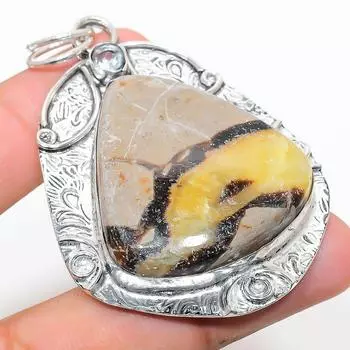 Natural Septerian Stone, White Topaz 925 Sterling Silver Pendant 2.64 g0s79