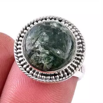 Natural Seraphinite Gemstone 925 Solid Sterling Silver Jewelry Ring Size 6 M5U31