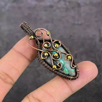 Natural Shattuckite Gemstone Copper Wire Wrap Jewelry Pendant 2.44 N1k21
