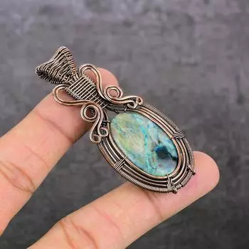 Natural Shattuckite Gemstone Copper Wire Wrap Jewelry Pendant 2.64 R8G62