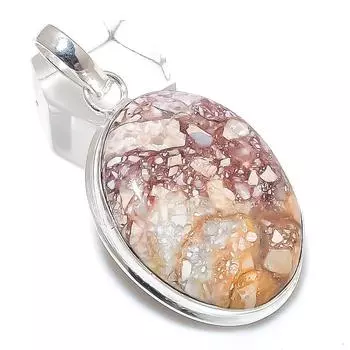 Natural Silver Leaf Jasper 925 Sterling Silver Jewelry Pendant 2.25 P6A16