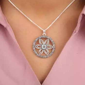 Natural Sky Blue Topaz Gemstone 925 Sterling Silver Jewelry Boho Pendant 1.48 CP-29-13