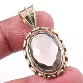 Natural Smoky Quartz 925 Solid Sterling Silver TwoTone Gift Pendant 1.50 P1S73
